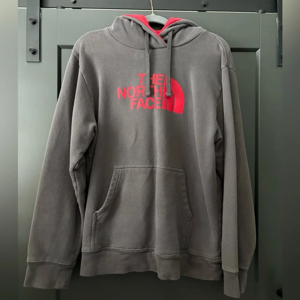 The North Face Men's Charcoal and Red Hoodie